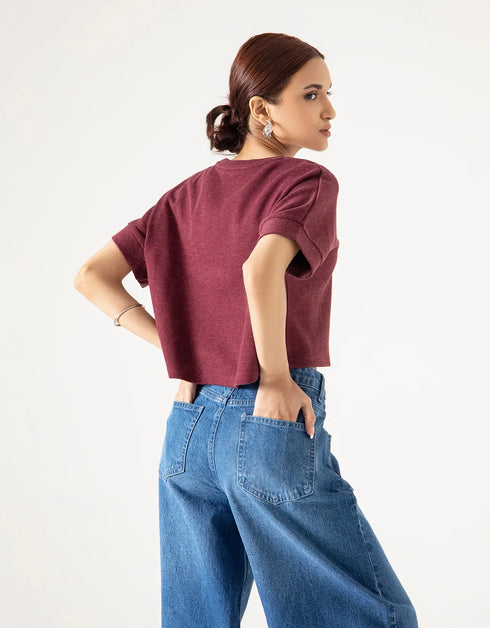 TEXTURED BOXY CROPPED TEE
